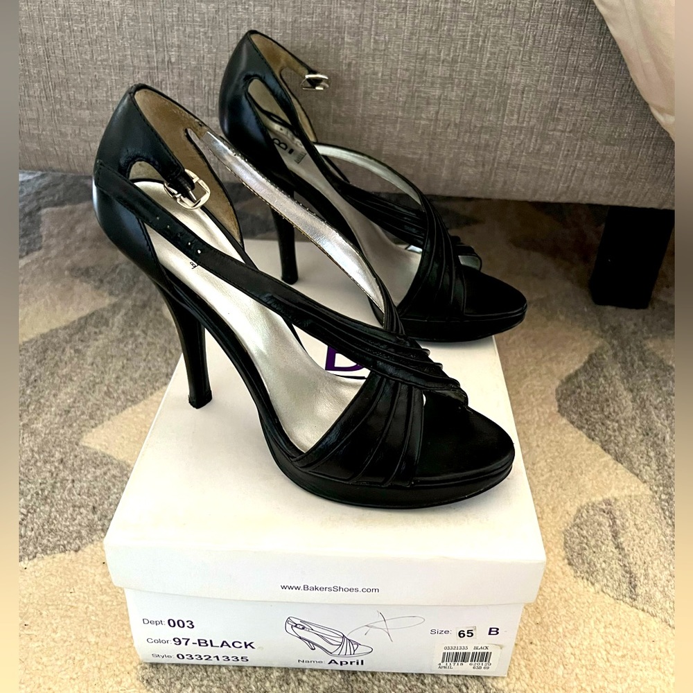 Bakers Black Strap Heels
